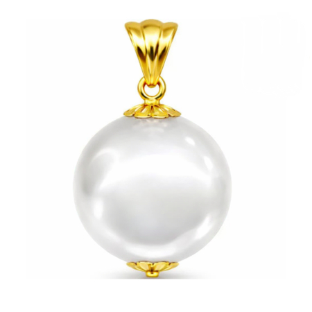 Bijuterii Mireasa - Pandantiv cu Perlă Edison Albă Rară 13,5-14 mm și Aur Galben 14K (aur 585) | KASKADDA®