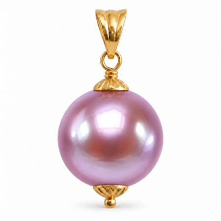 Perle Edison - Pandantiv cu Perlă Edison Lavandă Rară 12,5-13 mm și Aur Galben 14K (aur 585) | KASKADDA®