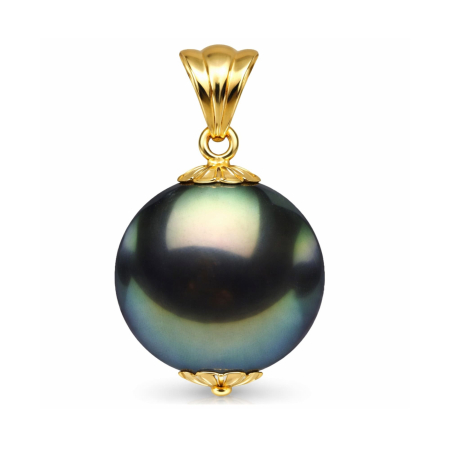 Perle Tahitiene - Pandantiv cu Perla Naturala Tahitiana Neagră, de 10-11 mm si Aur Galben de 14k