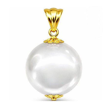 Perle Edison - Pandantiv cu Perlă Edison Albă Rară 12,5 – 13 mm și Aur Galben 14K (aur 585) | KASKADDA®