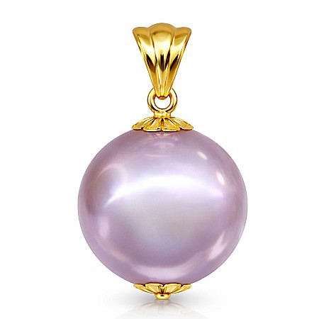 Perle Edison - Pandantiv Perlă Edison Lavandă Rară 12–12,5 mm și Aur 14K (aur 585) | KASKADDA®