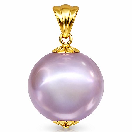 Perle Edison - Pandantiv cu Perlă Edison Lavandă Rară 12,5–13 mm și Aur Galben 14K (aur 585) | KASKADDA®