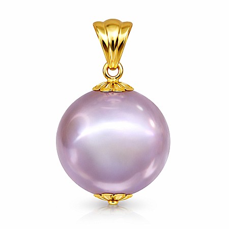 Perle Edison - Pandantiv cu Perlă Edison Lavandă Rară 11,5–12 mm și Aur 14K (aur 585) | KASKADDA®