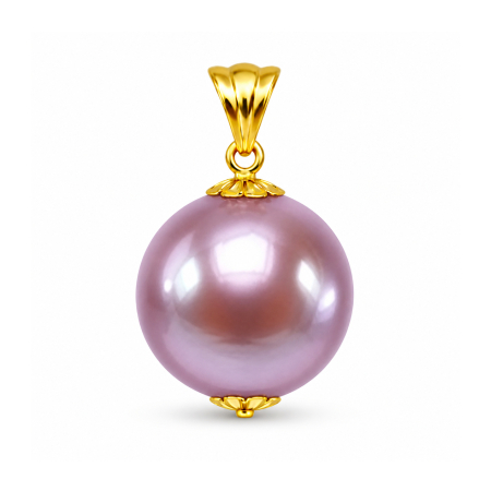 Perle Edison - Pandantiv Perlă Edison Lavandă Rară 12-12,5 mm și Aur 14K (aur 585) | KASKADDA®