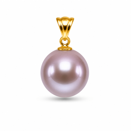 Cadouri cu Perle Naturale - Pandantiv Perla Lavandă 8 mm, Calitatea AAA+, cu Aur 14K (aur 585)