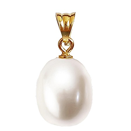 Pandantive cu Perle - Pandantiv Perlă Naturală Albă Rară 12/9 mm și Aur Galben 14K (aur 585) | KASKADDA®