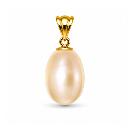 Bijuterii Mireasa - Pandantiv Perlă Naturală Crem Rară 12/9 mm și Aur Galben 14K (aur 585) | KASKADDA®