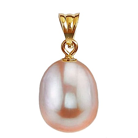 Pandantive cu Perle - Pandantiv Perlă Naturală Lavandă Rară 12/9 mm și Aur Galben 14K (aur 585) | KASKADDA®