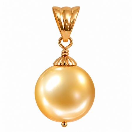 Pandantiv Perlă South Sea Aurie de 10-11 mm, Calitate AAA și Aur Galben 14K, Perlă Rară | KASKADDA®