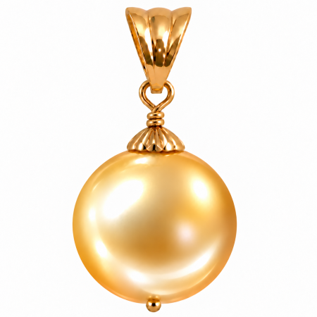 Cadouri - Pandantiv Perlă South Sea Aurie de 13-13,5 mm, Calitate AAA și Aur Galben 14K, Perlă Rară