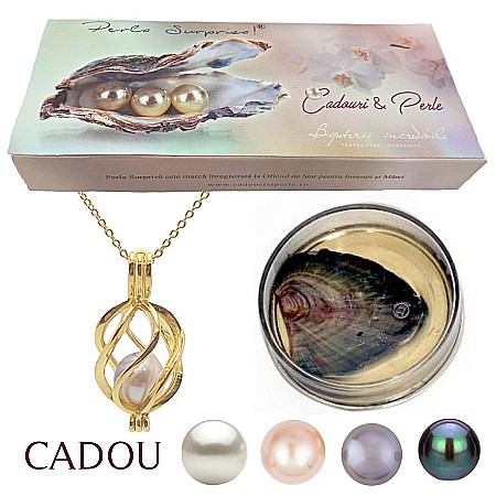 Best Sellers - Perla Surpriza, Set Argint Placat cu Aur de 14 k si Perle Naturale