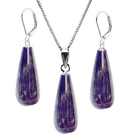 Bijuterii cu Ametist - Set Argint Ametist Lacrima