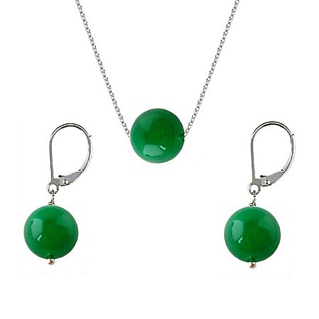 Bijuterii Jad - Set Argint cu Jad Natural Malaesian de 10 mm