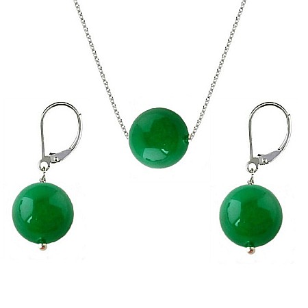 Bijuterii Jad - Set Argint cu Jad Natural Malaesian de 12 mm