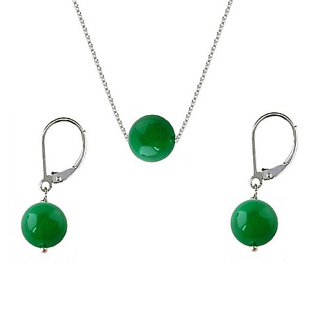 Bijuterii Jad - Set Argint cu Jad Natural Malaesian de 8 mm