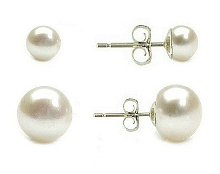 Bijuterii cu Perle Naturale - Set Bumbi Albi Mama- Fiica    | KASKADDA®