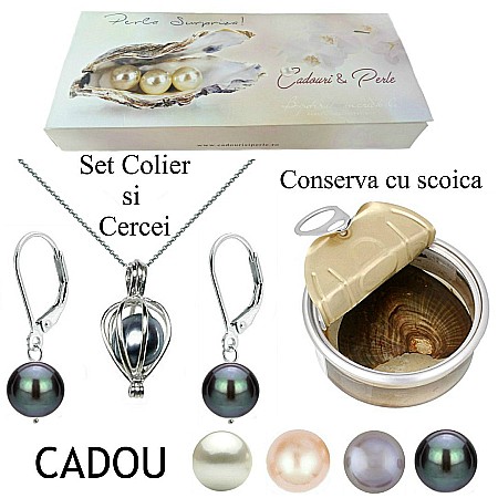 Perla Surpriza - Set Perla Surpriza cu Cercei Business Negri