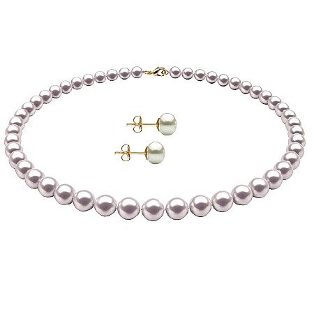 Bijuterii Mireasa - Set Perle Naturale Albe, 6–7 mm – Colier și Cercei, Aur Galben 14K | KASKADDA®