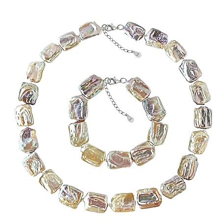 Seturi Perle cu Argint - Set Perle Baroque Multicolore – Colier și Brățară, Argint 925, Innodat Manual | KASKADDA®