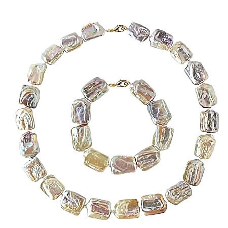 Cadouri pentru Mama - Set Perle Baroque Multicolore – Colier și Brățară, Aur Galben 14K | KASKADDA®