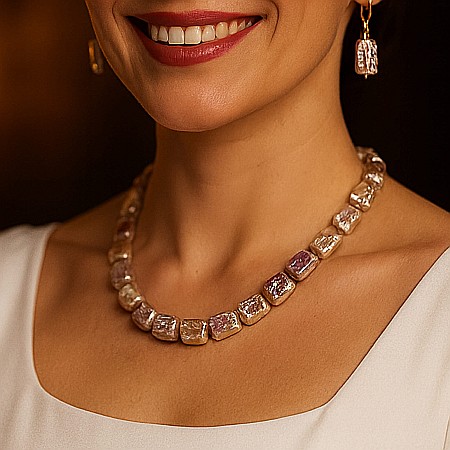 Cadouri pentru Mama - Set Perle Baroque Multicolore – Colier și Cercei, Aur Galben 14K | KASKADDA®