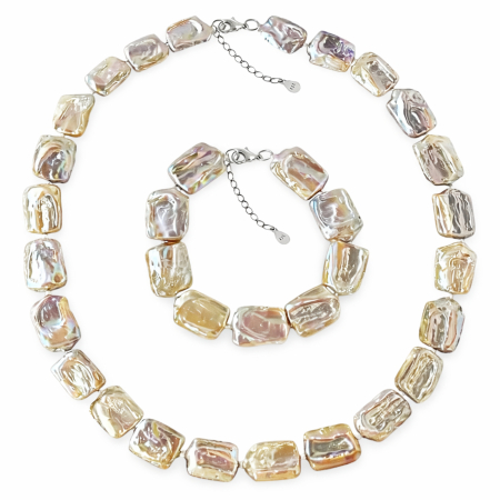 Seturi Perle cu Argint - Set Perle Baroque Multicolore - Colier și Brățară, Argint 925, Innodat Manual | KASKADDA®