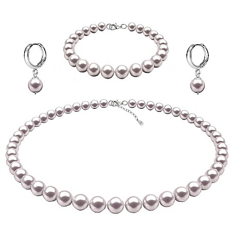 Seturi Perle cu Argint - Set Perle – Colier, Brățară și Cercei Tip Creole cu Perle Naturale Albe 6–7 mm, Argint 925 | KASKADDA®