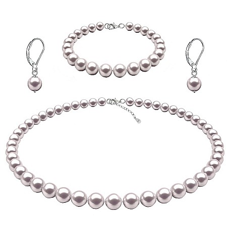 Seturi Perle cu Argint - Set Perle – Colier, Brățară și Cercei Tortiță Închisă cu Perle Naturale Albe 6–7 mm, Argint 925 | KASKADDA®