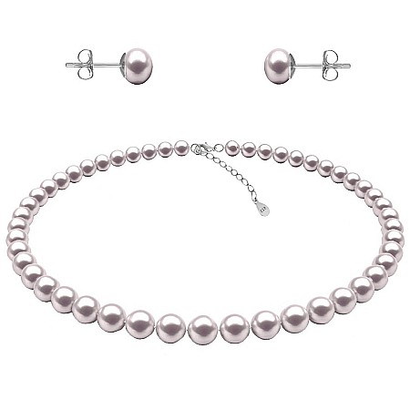 Seturi Perle cu Argint - Set Perle – Colier și Cercei Tip Șurub cu Perle Naturale Albe 6–7 mm, Argint 925 | KASKADDA®