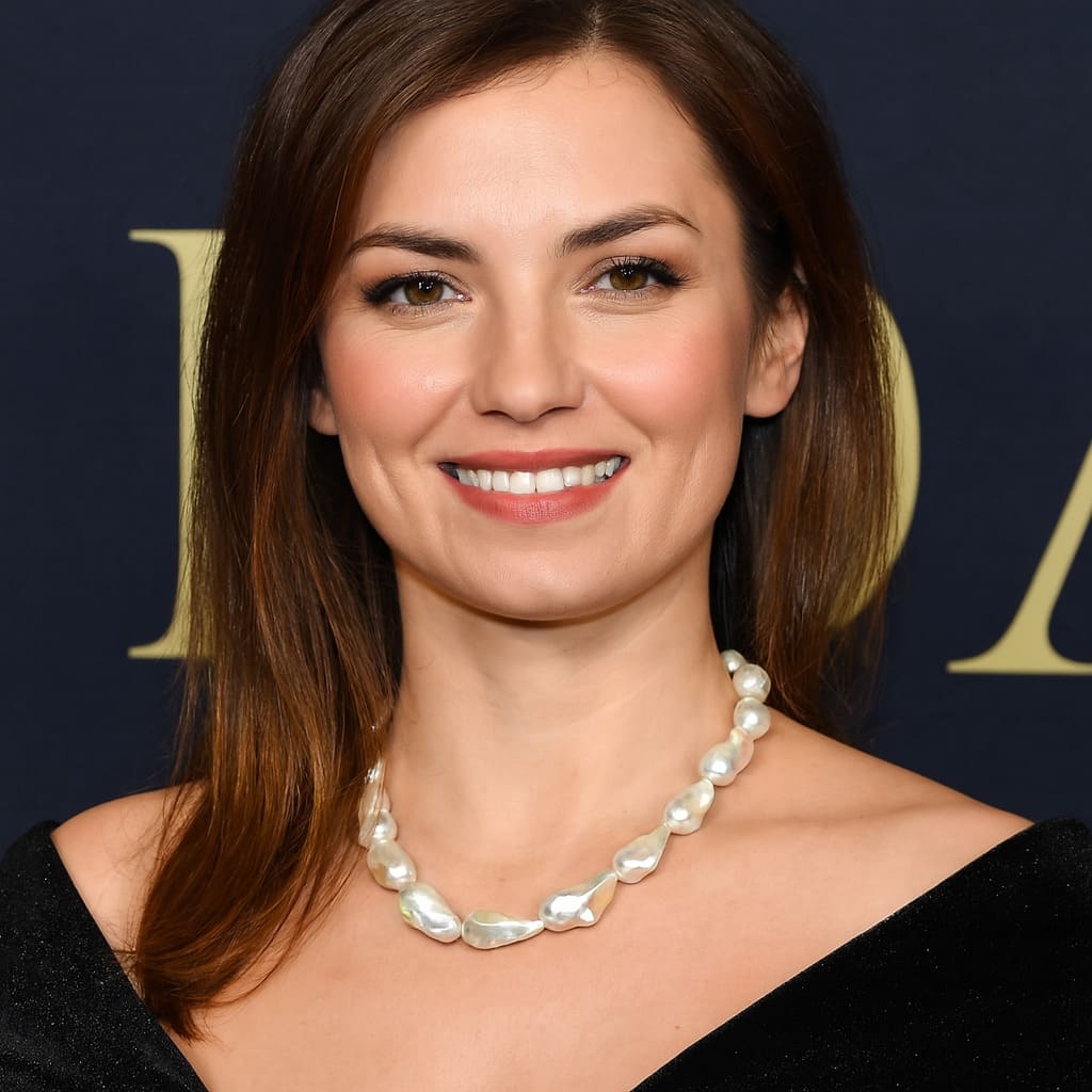 Colier Perle Mari Baroque Edison Albe si Aur de 14k