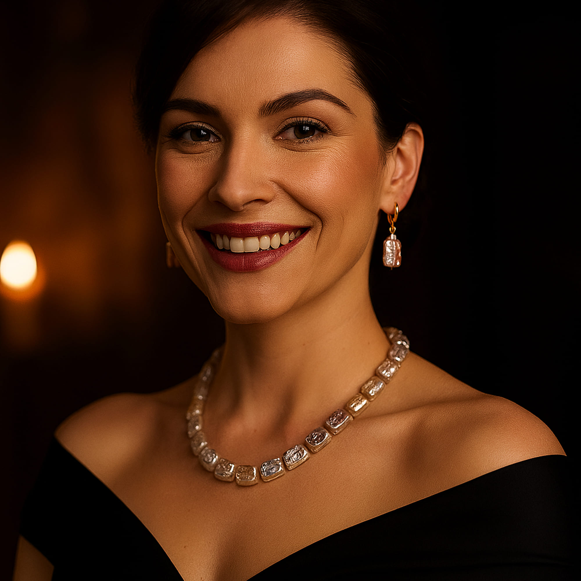 Colier Perle Baroque Lavanda, Inchizatoare Aur, Context Eveniment / Gala