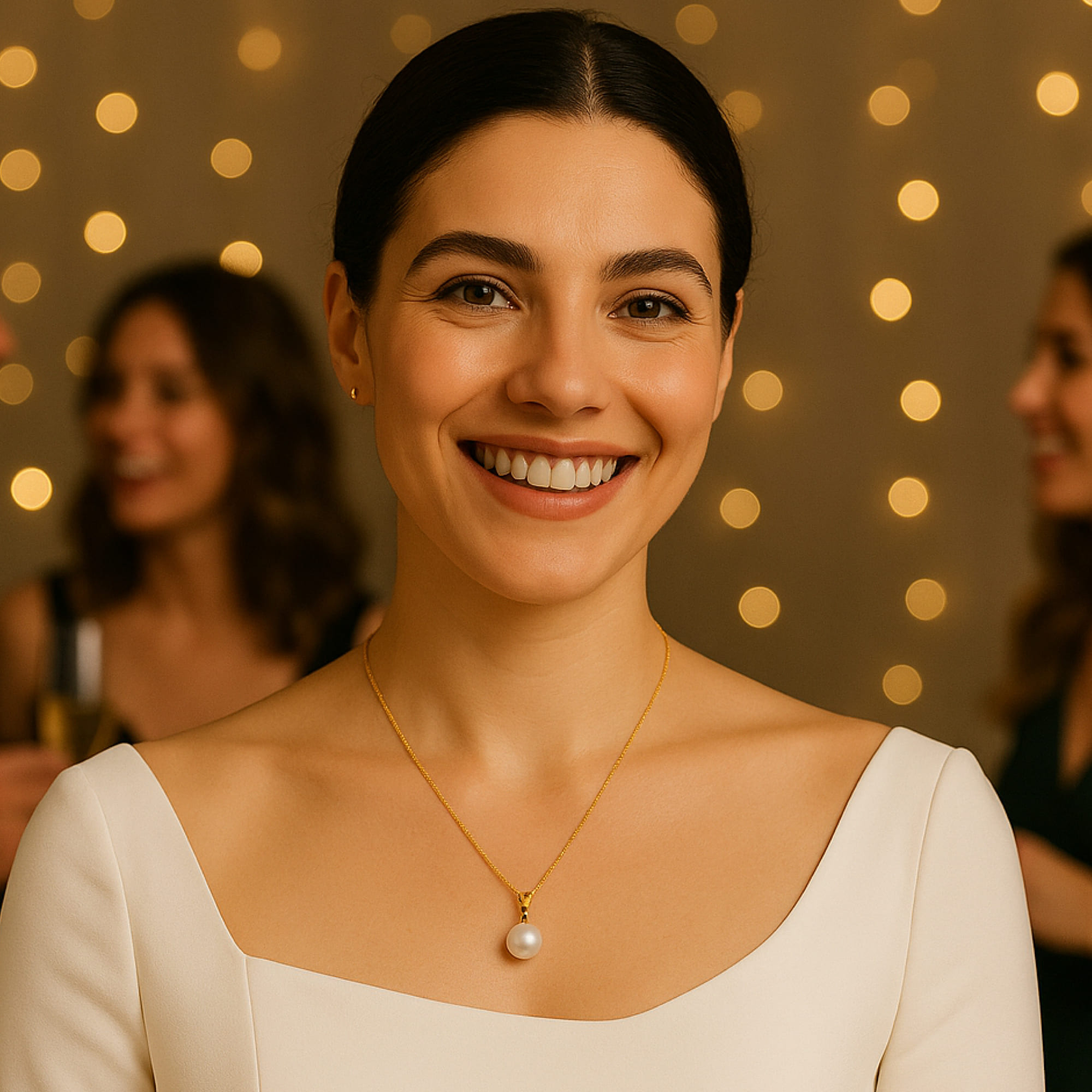 Colier Perla Naturala Premium de 8 mm si Aur Gaben de 14 k