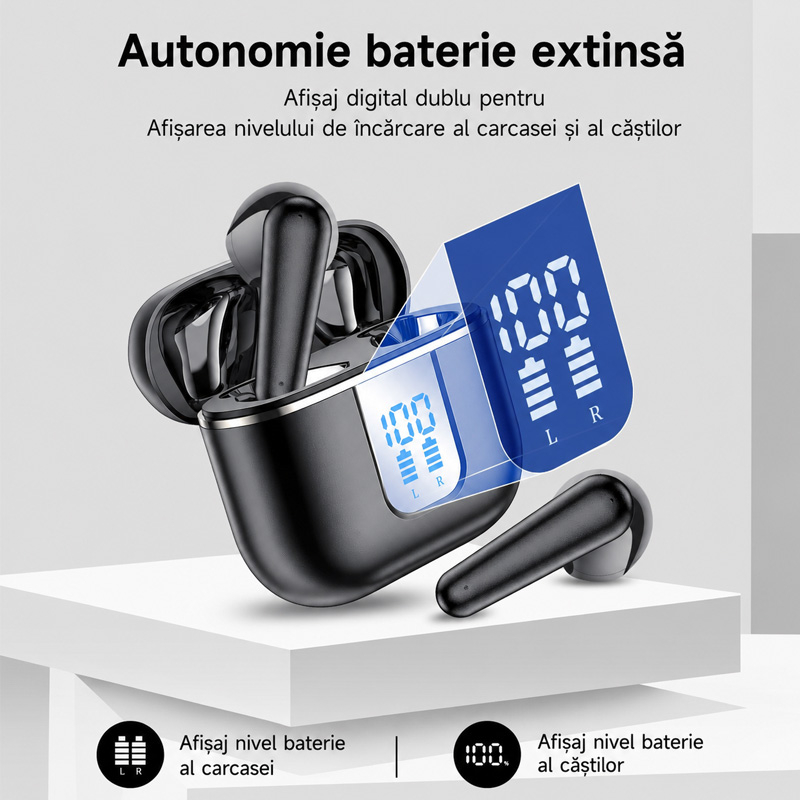 Casti Wireless YYK-750, Bluetooth, Control Tactil, Autonomie 120h, Negru [2]