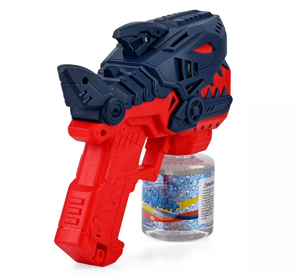 Pistol automat pentru baloane de săpun, model Rechin, cu lumină LED și cap rotativ, recipient inclus, 3+ ani - Albastru / Galben - Copie [7]