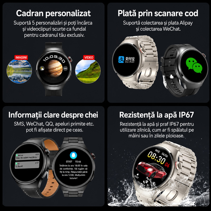 Smartwatch G7 MAX, 1.65" AMOLED, NFC, GPS, Functii ECG si SpO2, Compatibil Android [5]