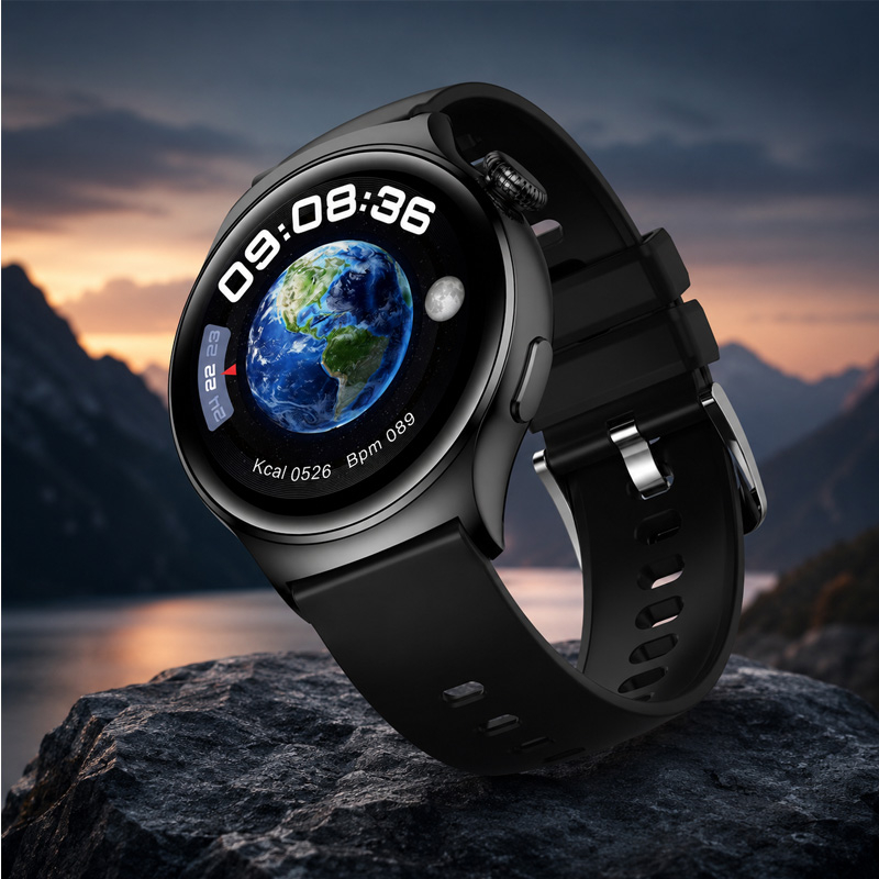 Smartwatch Watch 4, AMOLED, 2 Curele Incluse, Compatibil Android si iOS, Negru [4]