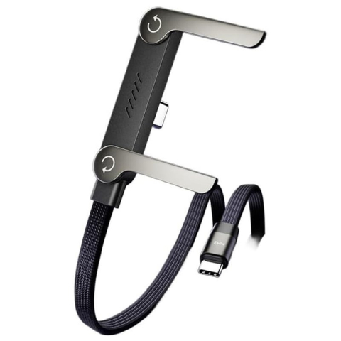 Accesorii Tech - Cablu de încărcare rapidă 240W, USB-C, 1,5 m, cu suport pliabil pentru telefon