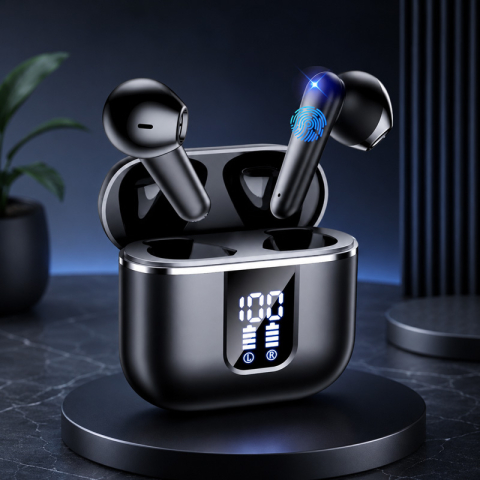 Casti Wireless YYK-750, Bluetooth, Control Tactil, Autonomie 120h, Negru [2]