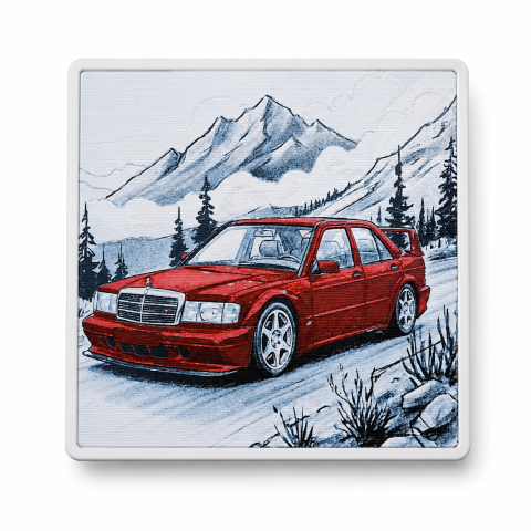 Decoratiuni & Lampi 3D - Foto 3D Mercedes 190E in Peisaj Montan