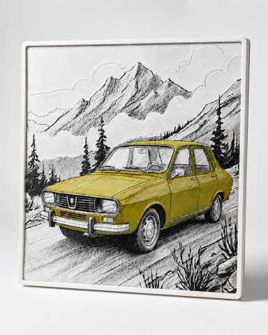 Foto 3D Dacia Retro in Peisaj Montan [2]