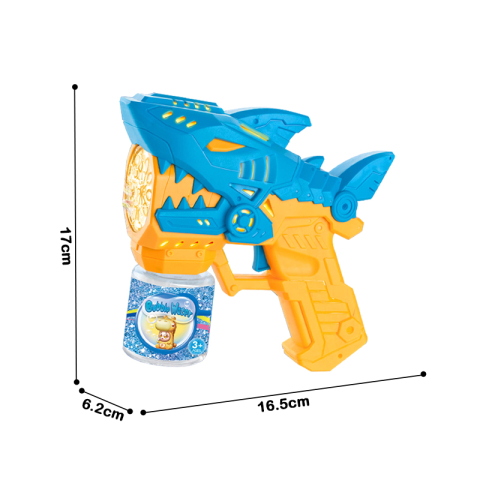 Pistol automat pentru baloane de săpun, model Rechin, cu lumină LED și cap rotativ, recipient inclus, 3+ ani - Albastru / Galben [4]