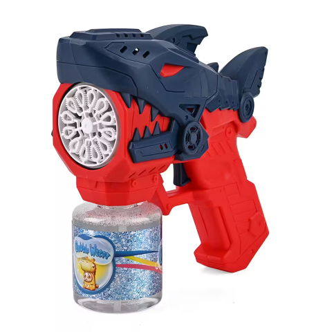 Pistol automat pentru baloane de săpun, model Rechin, cu lumină LED și cap rotativ, recipient inclus, 3+ ani - Albastru / Galben - Copie [3]