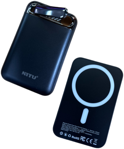 Accesorii Tech - Power Bank Wireless Magnetic, 5000 mAh, PD 20W, Incarcare Wireless, USB-C, Compatibil iPhone si Android, Negru