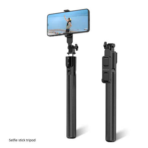Accesorii Tech - Selfie Stick Tripod, 1.8 m, suport telefon, Telecomandă Bluetooth, Trepied portabil - Negru