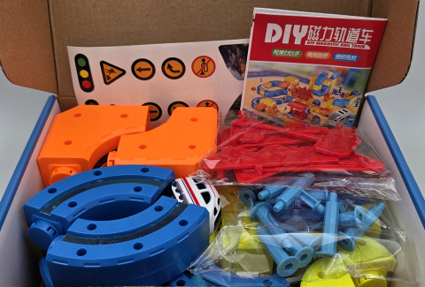 Tren magnetic-electric pentru copii, 68 piese, circuit DIY [2]