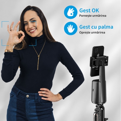 Stabilizator Inteligent cu Auto Face Tracking, Rotire 360°, Live Streaming si Videocall [1]