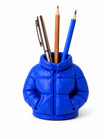 Jucarii - Suport pixuri tip geaca puffer - Albastru