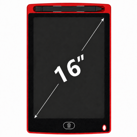 Gadgeturi - Tableta LCD 16" pentru Scris si Desen – Pen si Baterie Incluse - Rosu