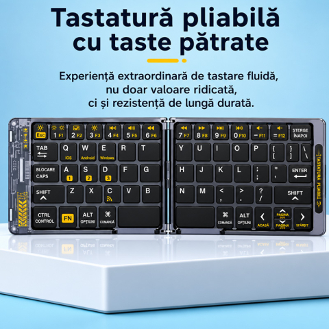 Tastatura Pliabila Universala, Wireless, Ultra Slim, Compatibila Windows, Android si iOS, Negru [4]