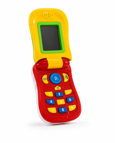 Gadgeturi - Telefon muzical de jucărie pentru bebeluși, cu clapetă, oglindă, sunete și butoane interactive, 12 luni+
